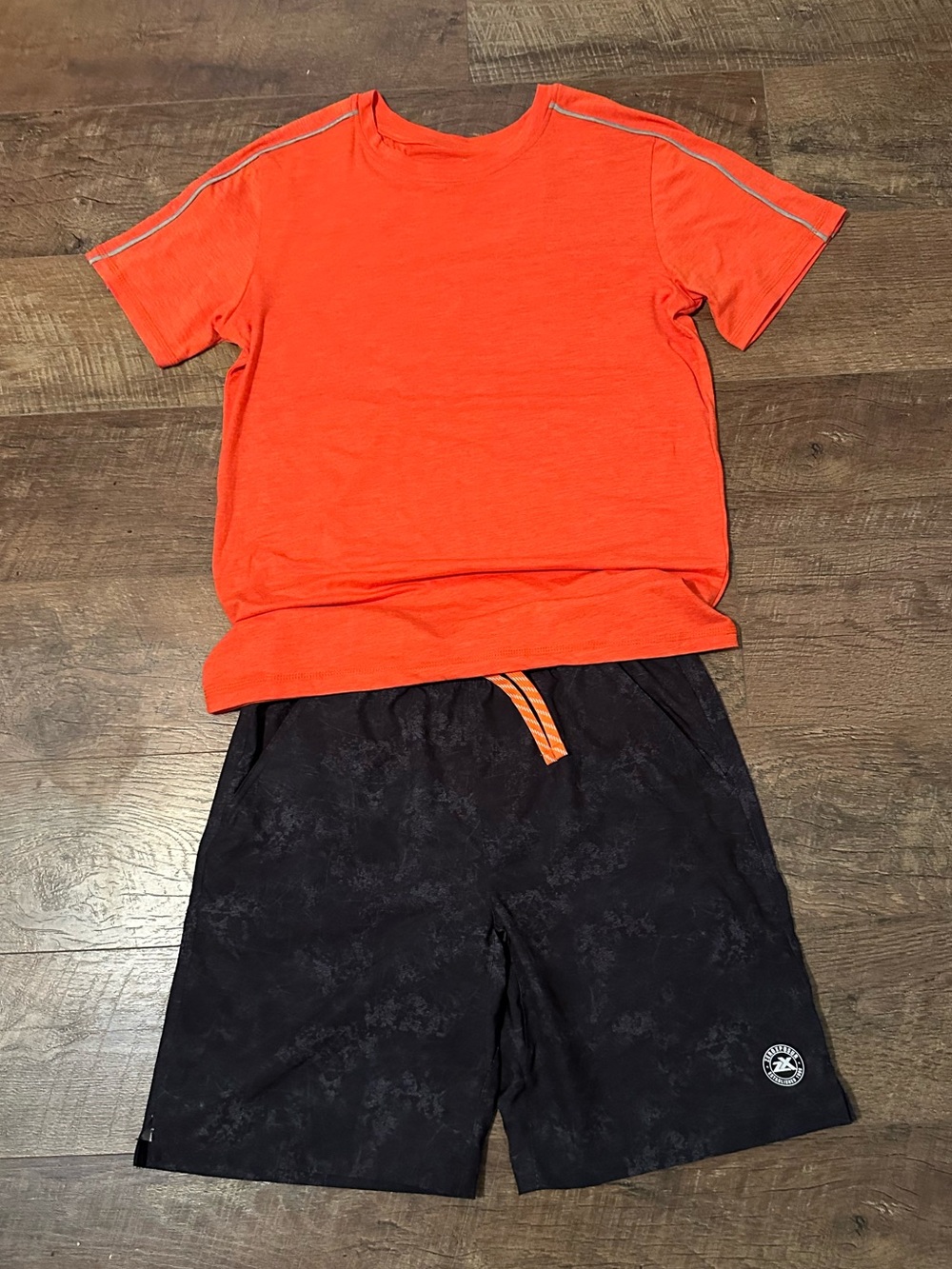 ZeroXposur Bright Orange Short Sleeve Tee and Black Athletic Shorts Set